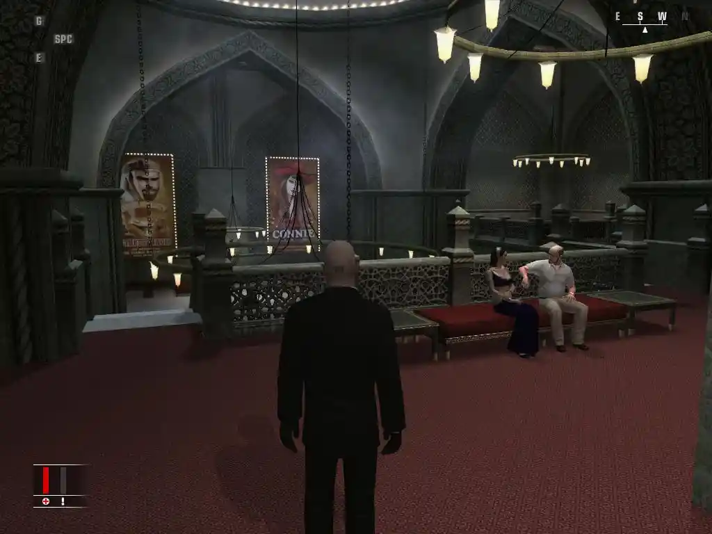 Hitman Blood Money PC gameplay screenshot showing Agent 47 in disguise during assassination mission inside a crowded party environment – stealth action scene with realistic graphics, disguises, and sandbox level design – Hitman Blood Money Highly Compressed for PC.